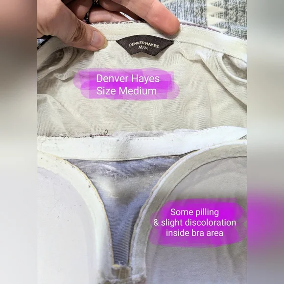 Denver Hayes Midi, beige & white halter dress, Size med, GUC - Picture 8 of 9